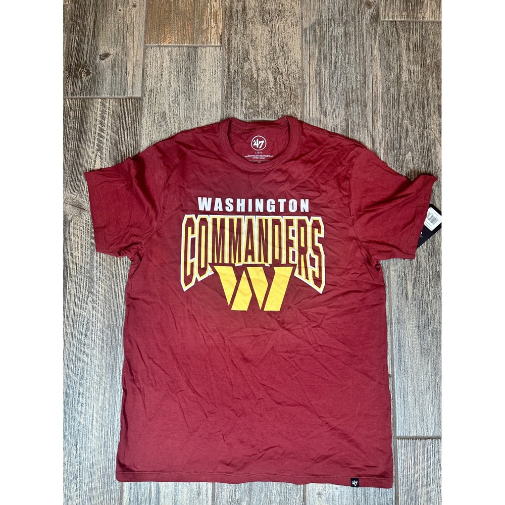 Washington Commanders NFL T Shirt Mens 47 Brand Burgundy Gold Football Large